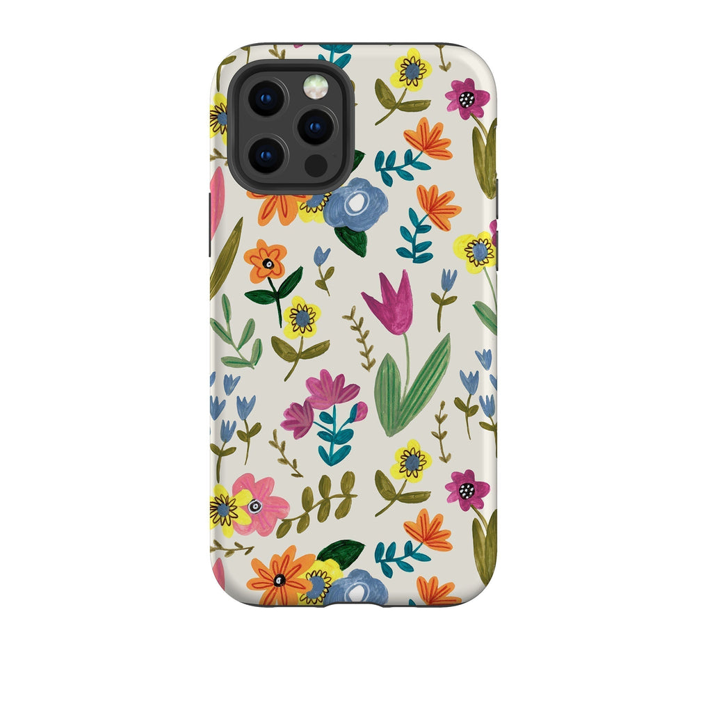 iPhone phone case-Floral By Caroline Bonne Muller-Product Details Raised bevel to protect screen from scratches. Impact resistant polycarbonate shell and shock absorbing inner TPU liner. Secure fit with design wrapping around side of the case and full access to ports. Compatible with Qi-standard wireless charging. Thickness 1/8 inch (3mm), weight 30g. Compatibility See drop down menu for options, please select the right case as we print to order.-Stringberry