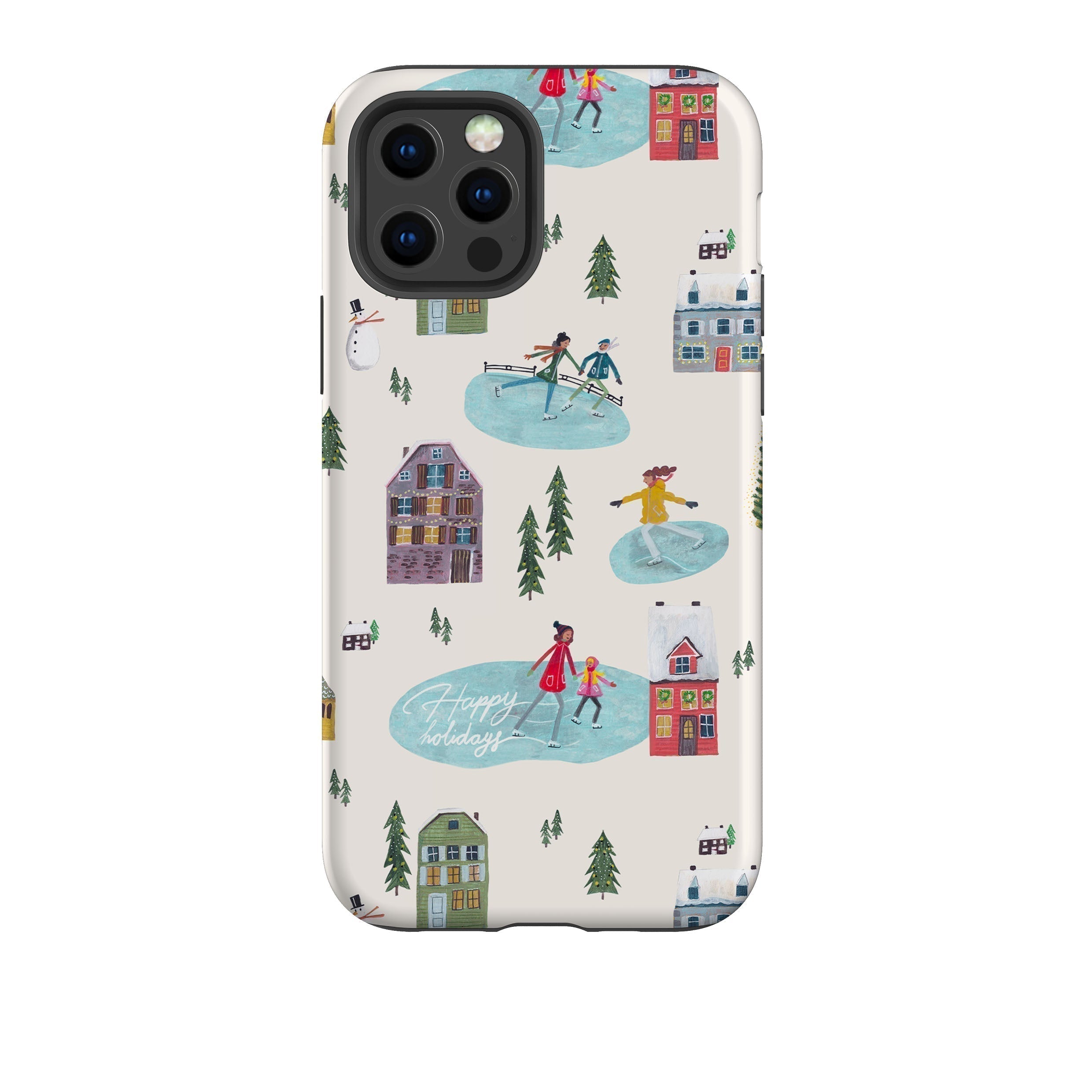 iPhone phone case-Happy Holidays By Caroline Bonne Muller-Product Details Raised bevel to protect screen from scratches. Impact resistant polycarbonate shell and shock absorbing inner TPU liner. Secure fit with design wrapping around side of the case and full access to ports. Compatible with Qi-standard wireless charging. Thickness 1/8 inch (3mm), weight 30g. Compatibility See drop down menu for options, please select the right case as we print to order.-Stringberry