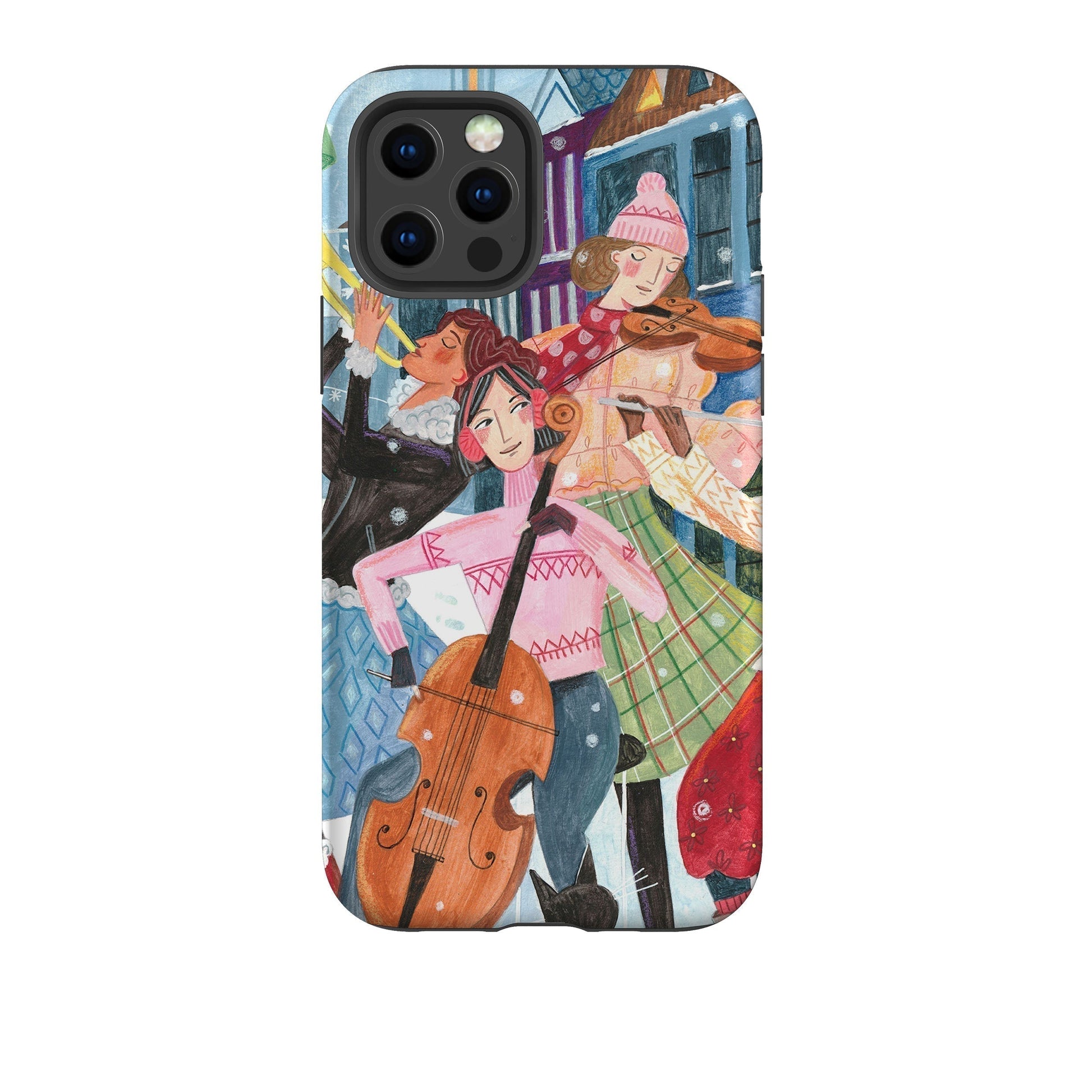 iPhone phone case-Musical Winter By Caroline Bonne Muller-Product Details Raised bevel to protect screen from scratches. Impact resistant polycarbonate shell and shock absorbing inner TPU liner. Secure fit with design wrapping around side of the case and full access to ports. Compatible with Qi-standard wireless charging. Thickness 1/8 inch (3mm), weight 30g. Compatibility See drop down menu for options, please select the right case as we print to order.-Stringberry