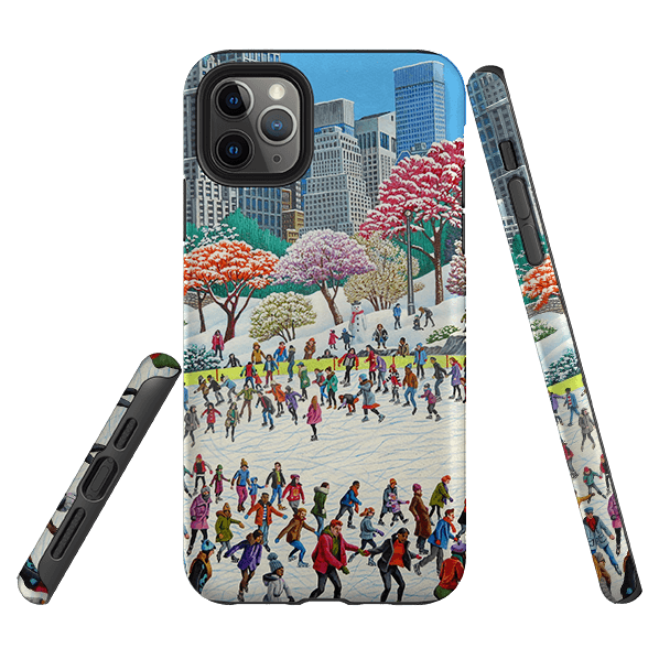 iPhone phone case-Newyork Skaters By Philip Hood-Product Details Raised bevel to protect screen from scratches. Impact resistant polycarbonate shell and shock absorbing inner TPU liner. Secure fit with design wrapping around side of the case and full access to ports. Compatible with Qi-standard wireless charging. Thickness 1/8 inch (3mm), weight 30g. Compatibility See drop down menu for options, please select the right case as we print to order.-Stringberry