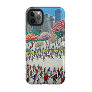 iPhone phone case-Newyork Skaters By Philip Hood-Product Details Raised bevel to protect screen from scratches. Impact resistant polycarbonate shell and shock absorbing inner TPU liner. Secure fit with design wrapping around side of the case and full access to ports. Compatible with Qi-standard wireless charging. Thickness 1/8 inch (3mm), weight 30g. Compatibility See drop down menu for options, please select the right case as we print to order.-Stringberry