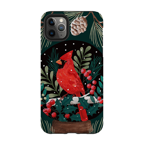 iPhone phone case-Red Cardinal By Bex Parkin-Product Details Raised bevel to protect screen from scratches. Impact resistant polycarbonate shell and shock absorbing inner TPU liner. Secure fit with design wrapping around side of the case and full access to ports. Compatible with Qi-standard wireless charging. Thickness 1/8 inch (3mm), weight 30g. Compatibility See drop down menu for options, please select the right case as we print to order.-Stringberry