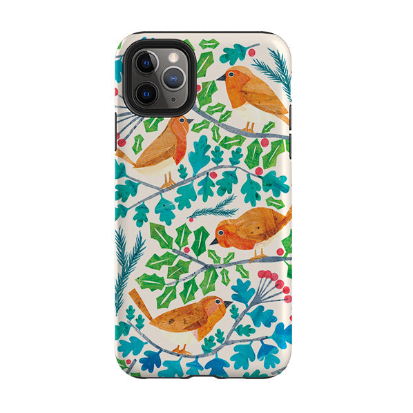 iPhone phone case-Robins By Tracey English-Product Details Raised bevel to protect screen from scratches. Impact resistant polycarbonate shell and shock absorbing inner TPU liner. Secure fit with design wrapping around side of the case and full access to ports. Compatible with Qi-standard wireless charging. Thickness 1/8 inch (3mm), weight 30g. Compatibility See drop down menu for options, please select the right case as we print to order.-Stringberry