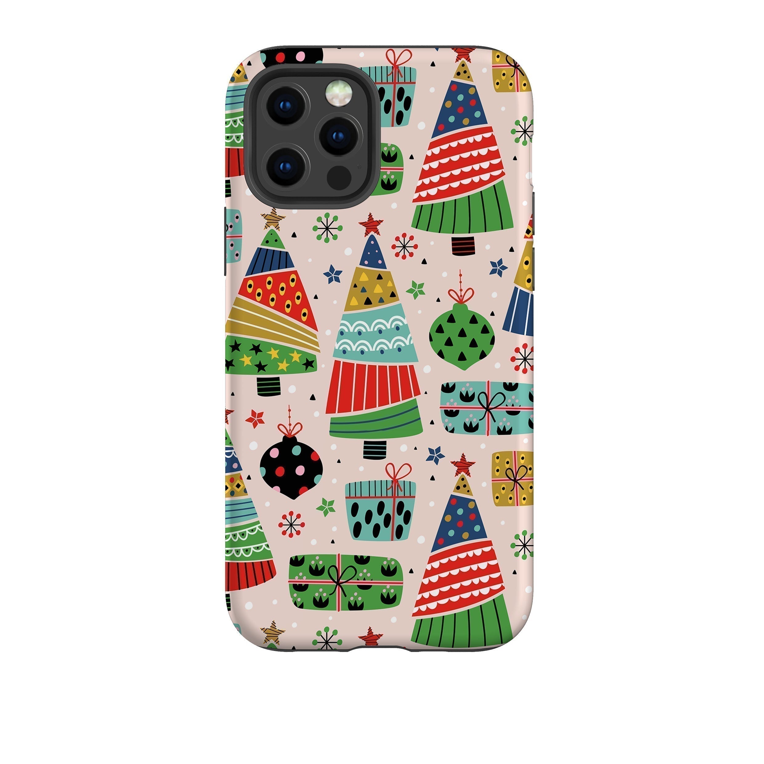 iPhone phone case-Scandi Xmas II-Product Details Raised bevel to protect screen from scratches. Impact resistant polycarbonate shell and shock absorbing inner TPU liner. Secure fit with design wrapping around side of the case and full access to ports. Compatible with Qi-standard wireless charging. Thickness 1/8 inch (3mm), weight 30g. Compatibility See drop down menu for options, please select the right case as we print to order.-Stringberry