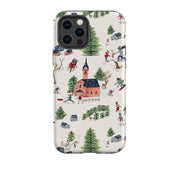 iPhone phone case-Skiing By Caroline Bonne Muller-Product Details Raised bevel to protect screen from scratches. Impact resistant polycarbonate shell and shock absorbing inner TPU liner. Secure fit with design wrapping around side of the case and full access to ports. Compatible with Qi-standard wireless charging. Thickness 1/8 inch (3mm), weight 30g. Compatibility See drop down menu for options, please select the right case as we print to order.-Stringberry