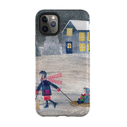 iPhone phone case-Sledging By Tracey English-Product Details Raised bevel to protect screen from scratches. Impact resistant polycarbonate shell and shock absorbing inner TPU liner. Secure fit with design wrapping around side of the case and full access to ports. Compatible with Qi-standard wireless charging. Thickness 1/8 inch (3mm), weight 30g. Compatibility See drop down menu for options, please select the right case as we print to order.-Stringberry