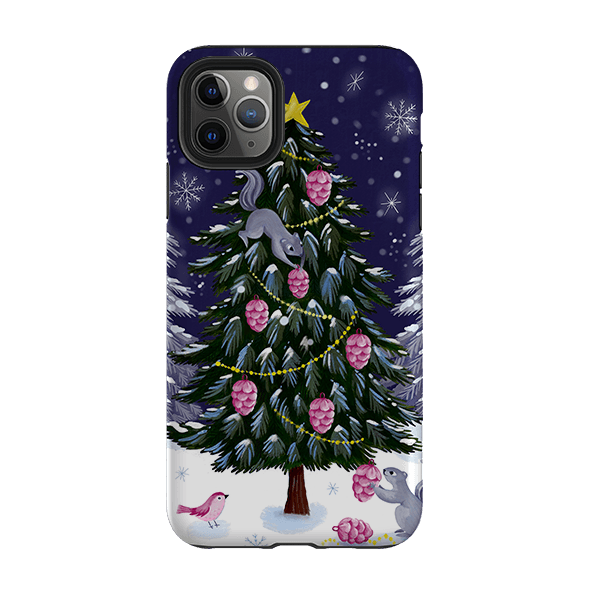 iPhone phone case-Squirrel Tree By Bex Parkin-Product Details Raised bevel to protect screen from scratches. Impact resistant polycarbonate shell and shock absorbing inner TPU liner. Secure fit with design wrapping around side of the case and full access to ports. Compatible with Qi-standard wireless charging. Thickness 1/8 inch (3mm), weight 30g. Compatibility See drop down menu for options, please select the right case as we print to order.-Stringberry