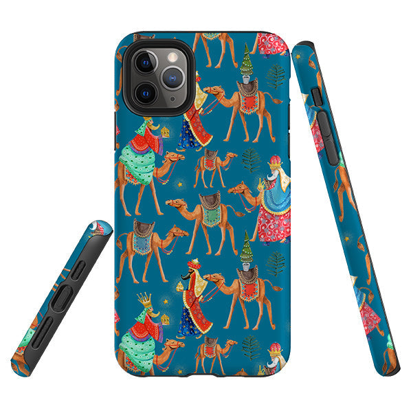 iPhone phone case-Three Kings By Catherine Rowe-Product Details Raised bevel to protect screen from scratches. Impact resistant polycarbonate shell and shock absorbing inner TPU liner. Secure fit with design wrapping around side of the case and full access to ports. Compatible with Qi-standard wireless charging. Thickness 1/8 inch (3mm), weight 30g. Compatibility See drop down menu for options, please select the right case as we print to order.-Stringberry