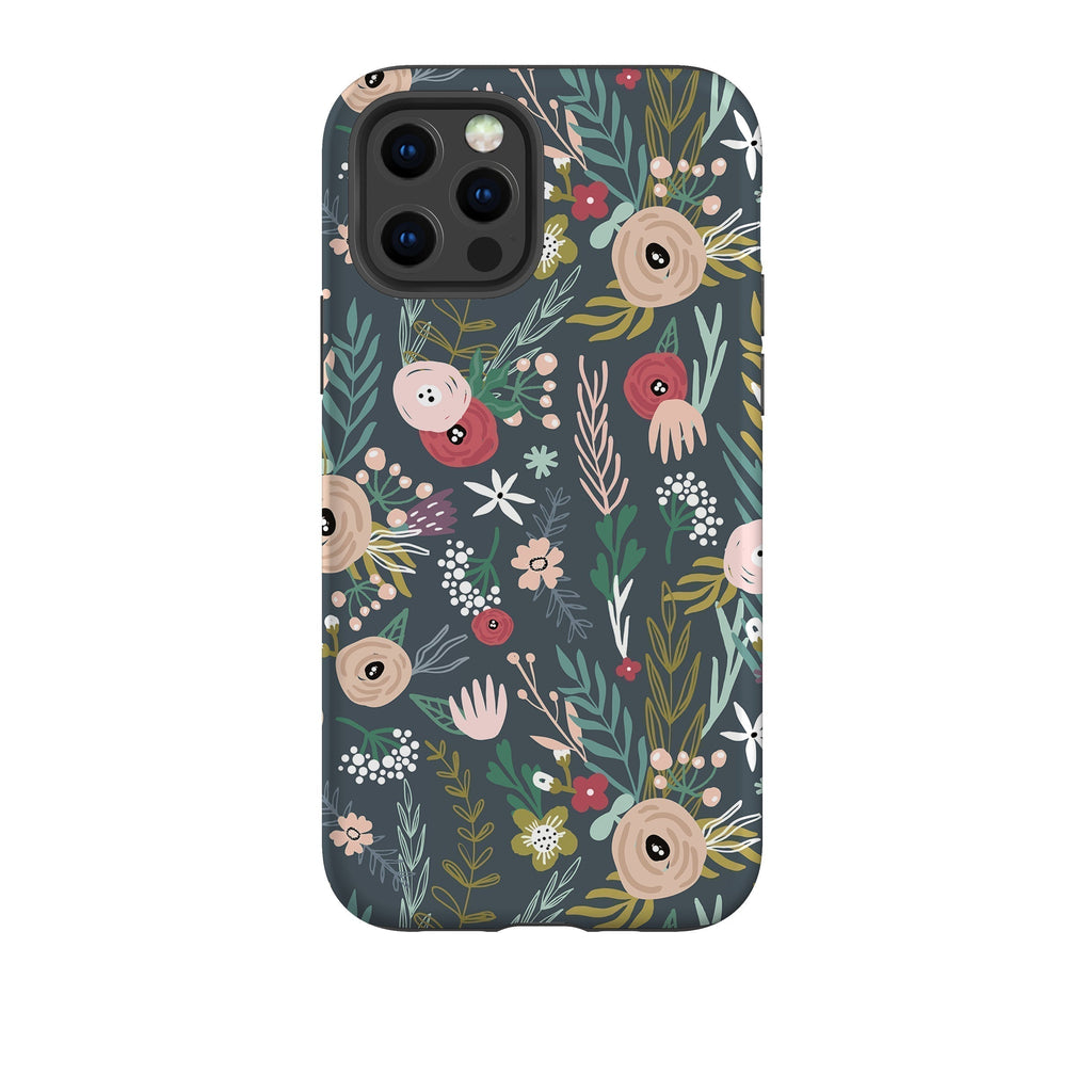 iPhone phone case-Winter Scandi Floral-Product Details Raised bevel to protect screen from scratches. Impact resistant polycarbonate shell and shock absorbing inner TPU liner. Secure fit with design wrapping around side of the case and full access to ports. Compatible with Qi-standard wireless charging. Thickness 1/8 inch (3mm), weight 30g. Compatibility See drop down menu for options, please select the right case as we print to order.-Stringberry