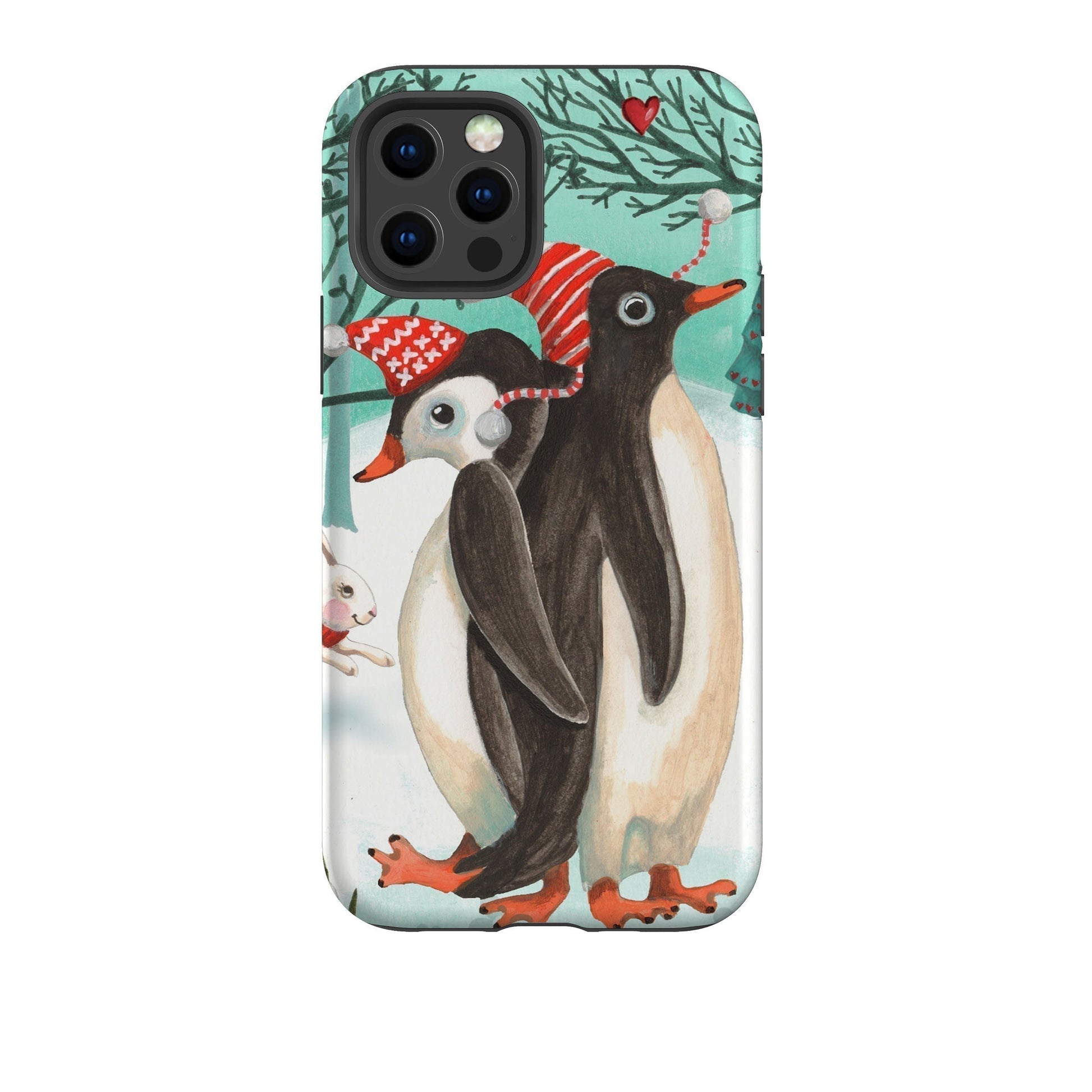 iPhone phone case-Winter Together By Caroline Bonne Muller-Product Details Raised bevel to protect screen from scratches. Impact resistant polycarbonate shell and shock absorbing inner TPU liner. Secure fit with design wrapping around side of the case and full access to ports. Compatible with Qi-standard wireless charging. Thickness 1/8 inch (3mm), weight 30g. Compatibility See drop down menu for options, please select the right case as we print to order.-Stringberry
