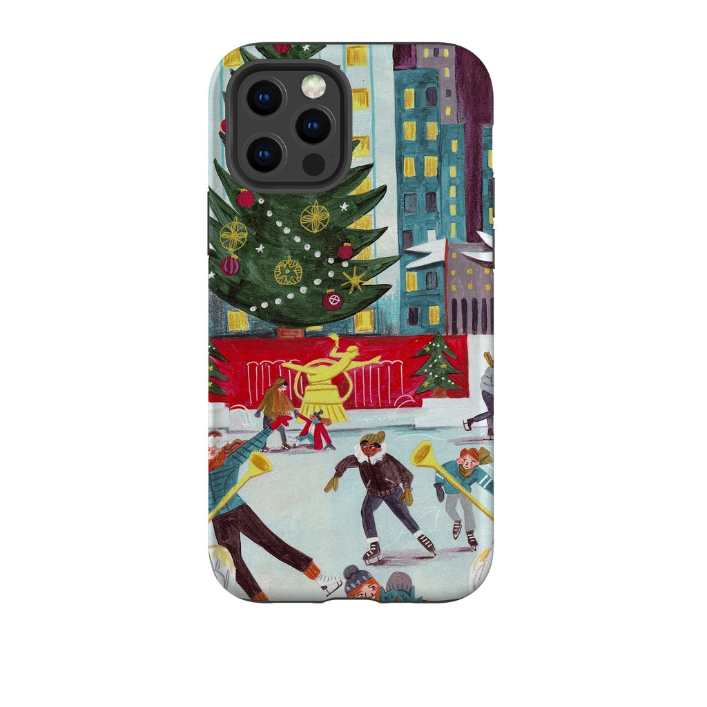 iPhone phone case-Xmas In New York By Caroline Bonne Muller-Product Details Raised bevel to protect screen from scratches. Impact resistant polycarbonate shell and shock absorbing inner TPU liner. Secure fit with design wrapping around side of the case and full access to ports. Compatible with Qi-standard wireless charging. Thickness 1/8 inch (3mm), weight 30g. Compatibility See drop down menu for options, please select the right case as we print to order.-Stringberry