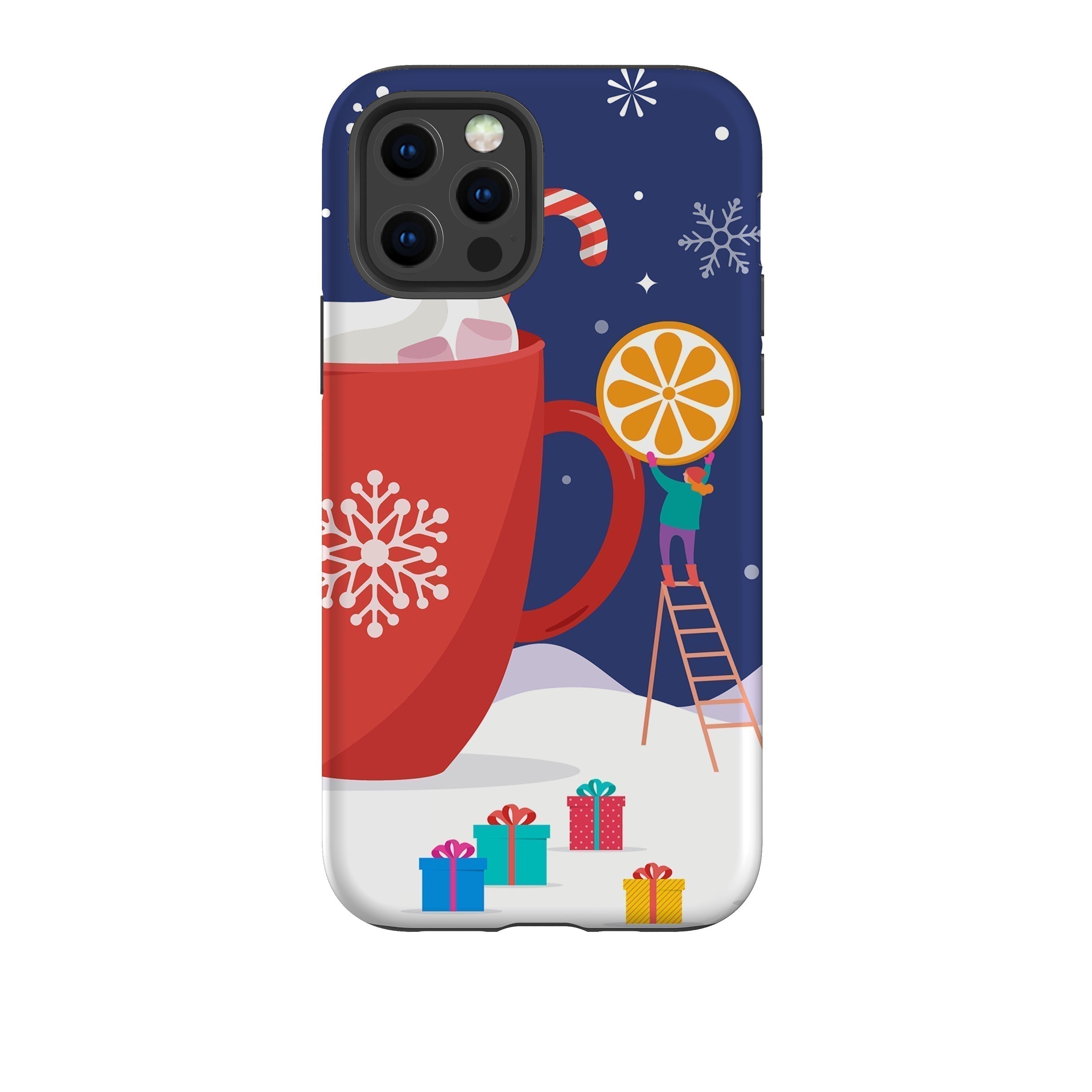 iPhone phone case-Xmas Treats-Product Details Raised bevel to protect screen from scratches. Impact resistant polycarbonate shell and shock absorbing inner TPU liner. Secure fit with design wrapping around side of the case and full access to ports. Compatible with Qi-standard wireless charging. Thickness 1/8 inch (3mm), weight 30g. Compatibility See drop down menu for options, please select the right case as we print to order.-Stringberry