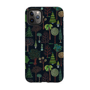 iPhone phone case-Xmas Trees Dark By Katherine Quinn-Product Details Raised bevel to protect screen from scratches. Impact resistant polycarbonate shell and shock absorbing inner TPU liner. Secure fit with design wrapping around side of the case and full access to ports. Compatible with Qi-standard wireless charging. Thickness 1/8 inch (3mm), weight 30g. Compatibility See drop down menu for options, please select the right case as we print to order.-Stringberry