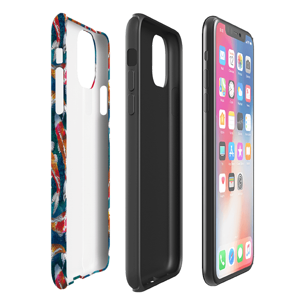 iPhone phone case-Adachi-Product Details Raised bevel to protect screen from scratches. Impact resistant polycarbonate shell and shock absorbing inner TPU liner. Secure fit with design wrapping around side of the case and full access to ports. Compatible with Qi-standard wireless charging. Thickness 1/8 inch (3mm), weight 30g. Compatibility See drop down menu for options, please select the right case as we print to order.-Stringberry