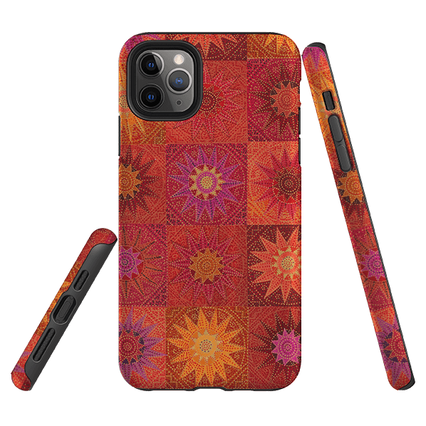 iPhone phone case-African Suns By Jehane-Product Details Raised bevel to protect screen from scratches. Impact resistant polycarbonate shell and shock absorbing inner TPU liner. Secure fit with design wrapping around side of the case and full access to ports. Compatible with Qi-standard wireless charging. Thickness 1/8 inch (3mm), weight 30g. Compatibility See drop down menu for options, please select the right case as we print to order.-Stringberry