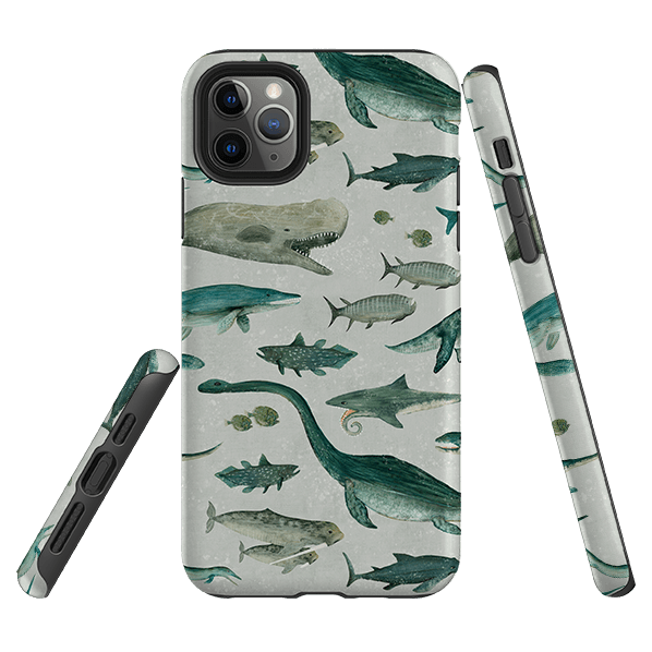 iPhone phone case-Ancient Oceans By Katherine Quinn-Product Details Raised bevel to protect screen from scratches. Impact resistant polycarbonate shell and shock absorbing inner TPU liner. Secure fit with design wrapping around side of the case and full access to ports. Compatible with Qi-standard wireless charging. Thickness 1/8 inch (3mm), weight 30g. Compatibility See drop down menu for options, please select the right case as we print to order.-Stringberry