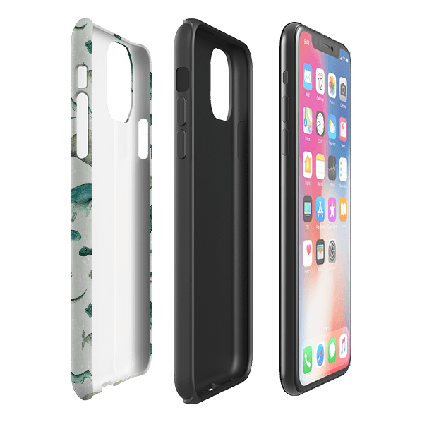 iPhone phone case-Ancient Oceans By Katherine Quinn-Product Details Raised bevel to protect screen from scratches. Impact resistant polycarbonate shell and shock absorbing inner TPU liner. Secure fit with design wrapping around side of the case and full access to ports. Compatible with Qi-standard wireless charging. Thickness 1/8 inch (3mm), weight 30g. Compatibility See drop down menu for options, please select the right case as we print to order.-Stringberry