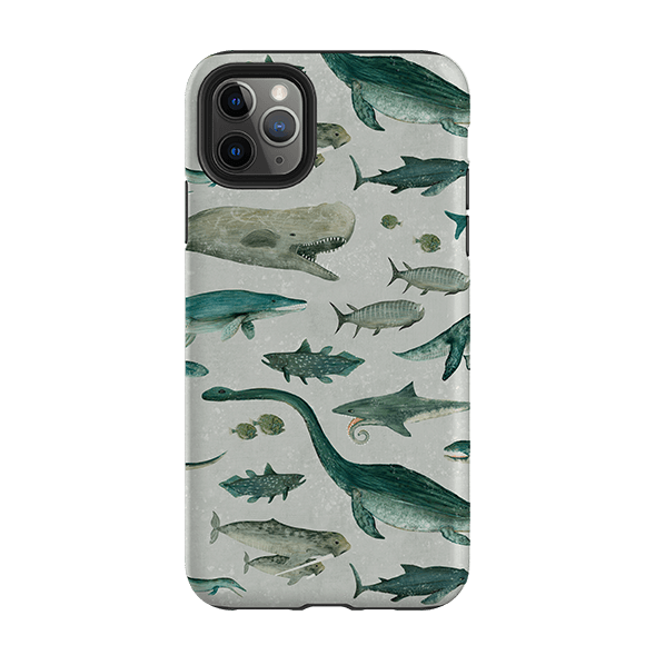iPhone phone case-Ancient Oceans By Katherine Quinn-Product Details Raised bevel to protect screen from scratches. Impact resistant polycarbonate shell and shock absorbing inner TPU liner. Secure fit with design wrapping around side of the case and full access to ports. Compatible with Qi-standard wireless charging. Thickness 1/8 inch (3mm), weight 30g. Compatibility See drop down menu for options, please select the right case as we print to order.-Stringberry