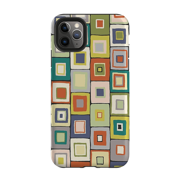 iPhone phone case-Atelier Blanket Squares Urbane By Sarah Campbell-Product Details Raised bevel to protect screen from scratches. Impact resistant polycarbonate shell and shock absorbing inner TPU liner. Secure fit with design wrapping around side of the case and full access to ports. Compatible with Qi-standard wireless charging. Thickness 1/8 inch (3mm), weight 30g. Compatibility See drop down menu for options, please select the right case as we print to order.-Stringberry