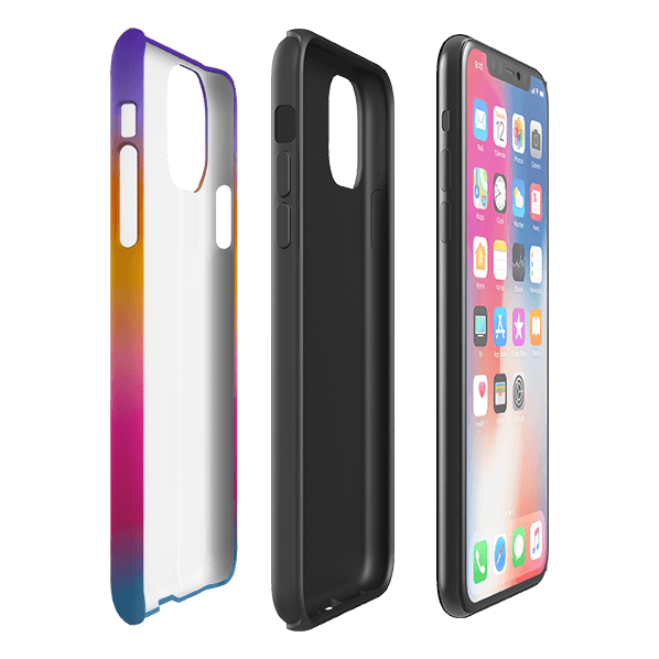 iPhone phone case-Aura Sky By Kitty Joseph-Product Details Raised bevel to protect screen from scratches. Impact resistant polycarbonate shell and shock absorbing inner TPU liner. Secure fit with design wrapping around side of the case and full access to ports. Compatible with Qi-standard wireless charging. Thickness 1/8 inch (3mm), weight 30g. Compatibility See drop down menu for options, please select the right case as we print to order.-Stringberry