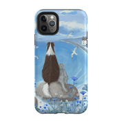 iPhone phone case-Beach Dog By Mary Stubberfield-Product Details Raised bevel to protect screen from scratches. Impact resistant polycarbonate shell and shock absorbing inner TPU liner. Secure fit with design wrapping around side of the case and full access to ports. Compatible with Qi-standard wireless charging. Thickness 1/8 inch (3mm), weight 30g. Compatibility See drop down menu for options, please select the right case as we print to order.-Stringberry