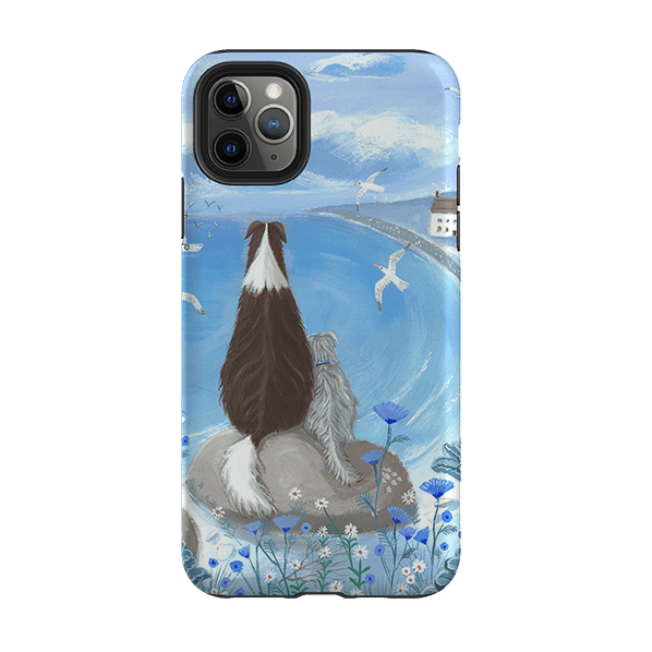 iPhone phone case-Beach Dog By Mary Stubberfield-Product Details Raised bevel to protect screen from scratches. Impact resistant polycarbonate shell and shock absorbing inner TPU liner. Secure fit with design wrapping around side of the case and full access to ports. Compatible with Qi-standard wireless charging. Thickness 1/8 inch (3mm), weight 30g. Compatibility See drop down menu for options, please select the right case as we print to order.-Stringberry