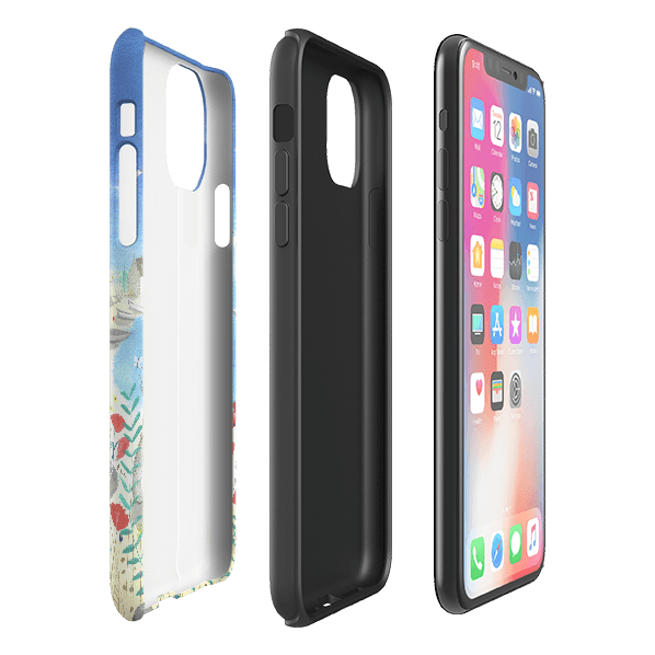 iPhone phone case-Beach Dogs By Mary Stubberfield-Product Details Raised bevel to protect screen from scratches. Impact resistant polycarbonate shell and shock absorbing inner TPU liner. Secure fit with design wrapping around side of the case and full access to ports. Compatible with Qi-standard wireless charging. Thickness 1/8 inch (3mm), weight 30g. Compatibility See drop down menu for options, please select the right case as we print to order.-Stringberry
