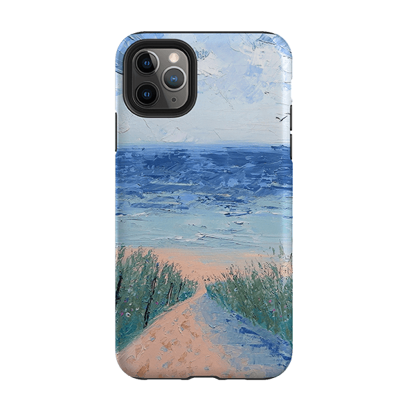 iPhone phone case-Beach Path By Mary Stubberfield-Product Details Raised bevel to protect screen from scratches. Impact resistant polycarbonate shell and shock absorbing inner TPU liner. Secure fit with design wrapping around side of the case and full access to ports. Compatible with Qi-standard wireless charging. Thickness 1/8 inch (3mm), weight 30g. Compatibility See drop down menu for options, please select the right case as we print to order.-Stringberry