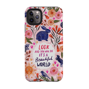 iPhone phone case-Beautiful World By Lee Foster Wilson-Product Details Raised bevel to protect screen from scratches. Impact resistant polycarbonate shell and shock absorbing inner TPU liner. Secure fit with design wrapping around side of the case and full access to ports. Compatible with Qi-standard wireless charging. Thickness 1/8 inch (3mm), weight 30g. Compatibility See drop down menu for options, please select the right case as we print to order.-Stringberry