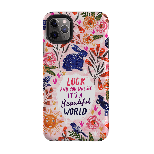 iPhone phone case-Beautiful World By Lee Foster Wilson-Product Details Raised bevel to protect screen from scratches. Impact resistant polycarbonate shell and shock absorbing inner TPU liner. Secure fit with design wrapping around side of the case and full access to ports. Compatible with Qi-standard wireless charging. Thickness 1/8 inch (3mm), weight 30g. Compatibility See drop down menu for options, please select the right case as we print to order.-Stringberry