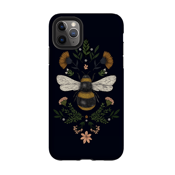 iPhone phone case-Bee By Jade Mosinski-Product Details Raised bevel to protect screen from scratches. Impact resistant polycarbonate shell and shock absorbing inner TPU liner. Secure fit with design wrapping around side of the case and full access to ports. Compatible with Qi-standard wireless charging. Thickness 1/8 inch (3mm), weight 30g. Compatibility See drop down menu for options, please select the right case as we print to order.-Stringberry