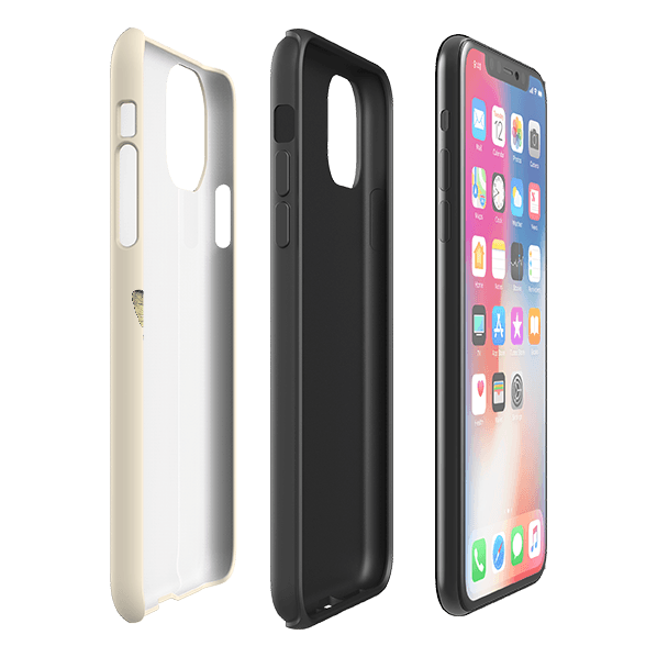 iPhone phone case-Bee I-Product Details Raised bevel to protect screen from scratches. Impact resistant polycarbonate shell and shock absorbing inner TPU liner. Secure fit with design wrapping around side of the case and full access to ports. Compatible with Qi-standard wireless charging. Thickness 1/8 inch (3mm), weight 30g. Compatibility See drop down menu for options, please select the right case as we print to order.-Stringberry