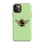 iPhone phone case-Bee I Mint-Product Details Raised bevel to protect screen from scratches. Impact resistant polycarbonate shell and shock absorbing inner TPU liner. Secure fit with design wrapping around side of the case and full access to ports. Compatible with Qi-standard wireless charging. Thickness 1/8 inch (3mm), weight 30g. Compatibility See drop down menu for options, please select the right case as we print to order.-Stringberry