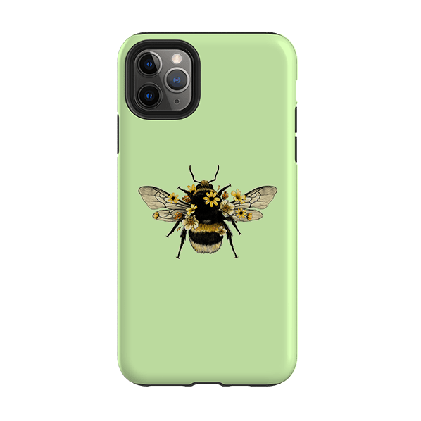 iPhone phone case-Bee I Mint-Product Details Raised bevel to protect screen from scratches. Impact resistant polycarbonate shell and shock absorbing inner TPU liner. Secure fit with design wrapping around side of the case and full access to ports. Compatible with Qi-standard wireless charging. Thickness 1/8 inch (3mm), weight 30g. Compatibility See drop down menu for options, please select the right case as we print to order.-Stringberry