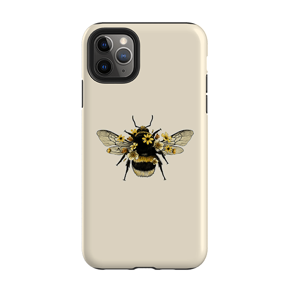 iPhone phone case-Bee I-Product Details Raised bevel to protect screen from scratches. Impact resistant polycarbonate shell and shock absorbing inner TPU liner. Secure fit with design wrapping around side of the case and full access to ports. Compatible with Qi-standard wireless charging. Thickness 1/8 inch (3mm), weight 30g. Compatibility See drop down menu for options, please select the right case as we print to order.-Stringberry