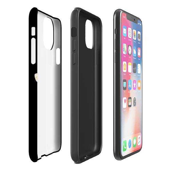 iPhone phone case-Bee II-Product Details Raised bevel to protect screen from scratches. Impact resistant polycarbonate shell and shock absorbing inner TPU liner. Secure fit with design wrapping around side of the case and full access to ports. Compatible with Qi-standard wireless charging. Thickness 1/8 inch (3mm), weight 30g. Compatibility See drop down menu for options, please select the right case as we print to order.-Stringberry
