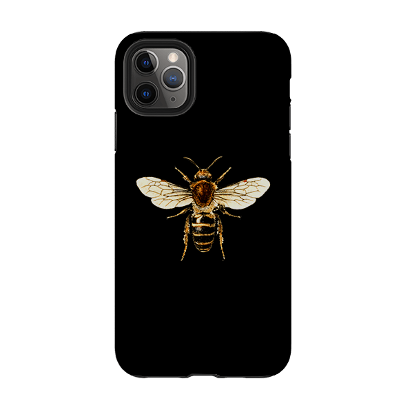 iPhone phone case-Bee II-Product Details Raised bevel to protect screen from scratches. Impact resistant polycarbonate shell and shock absorbing inner TPU liner. Secure fit with design wrapping around side of the case and full access to ports. Compatible with Qi-standard wireless charging. Thickness 1/8 inch (3mm), weight 30g. Compatibility See drop down menu for options, please select the right case as we print to order.-Stringberry