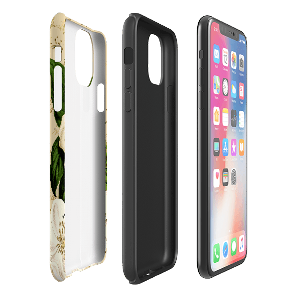 iPhone phone case-Bee Line-Product Details Raised bevel to protect screen from scratches. Impact resistant polycarbonate shell and shock absorbing inner TPU liner. Secure fit with design wrapping around side of the case and full access to ports. Compatible with Qi-standard wireless charging. Thickness 1/8 inch (3mm), weight 30g. Compatibility See drop down menu for options, please select the right case as we print to order.-Stringberry