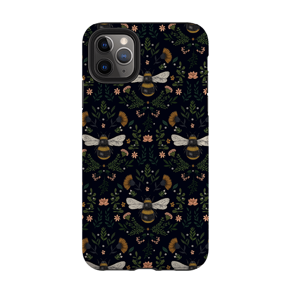 iPhone phone case-Bees By Jade Mosinski-Product Details Raised bevel to protect screen from scratches. Impact resistant polycarbonate shell and shock absorbing inner TPU liner. Secure fit with design wrapping around side of the case and full access to ports. Compatible with Qi-standard wireless charging. Thickness 1/8 inch (3mm), weight 30g. Compatibility See drop down menu for options, please select the right case as we print to order.-Stringberry