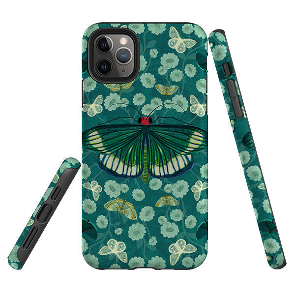 iPhone phone case-Big Moth 2 By Katherine Quinn-Product Details Raised bevel to protect screen from scratches. Impact resistant polycarbonate shell and shock absorbing inner TPU liner. Secure fit with design wrapping around side of the case and full access to ports. Compatible with Qi-standard wireless charging. Thickness 1/8 inch (3mm), weight 30g. Compatibility See drop down menu for options, please select the right case as we print to order.-Stringberry