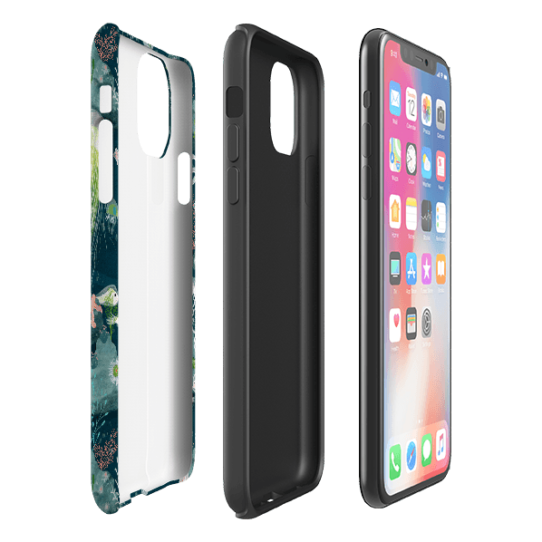 iPhone phone case-Bioluminescence By Katherine Quinn-Product Details Raised bevel to protect screen from scratches. Impact resistant polycarbonate shell and shock absorbing inner TPU liner. Secure fit with design wrapping around side of the case and full access to ports. Compatible with Qi-standard wireless charging. Thickness 1/8 inch (3mm), weight 30g. Compatibility See drop down menu for options, please select the right case as we print to order.-Stringberry