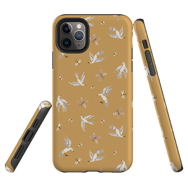 iPhone phone case-Birds And Butterflies By Meghann Rader-Product Details Raised bevel to protect screen from scratches. Impact resistant polycarbonate shell and shock absorbing inner TPU liner. Secure fit with design wrapping around side of the case and full access to ports. Compatible with Qi-standard wireless charging. Thickness 1/8 inch (3mm), weight 30g. Compatibility See drop down menu for options, please select the right case as we print to order.-Stringberry