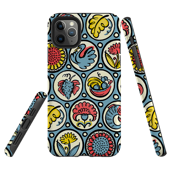 iPhone phone case-Birds, Fish & Fruit By Cressida Bell-Product Details Raised bevel to protect screen from scratches. Impact resistant polycarbonate shell and shock absorbing inner TPU liner. Secure fit with design wrapping around side of the case and full access to ports. Compatible with Qi-standard wireless charging. Thickness 1/8 inch (3mm), weight 30g. Compatibility See drop down menu for options, please select the right case as we print to order.-Stringberry