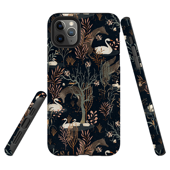 iPhone phone case-Black Forest By Katherine Quinn-Product Details Raised bevel to protect screen from scratches. Impact resistant polycarbonate shell and shock absorbing inner TPU liner. Secure fit with design wrapping around side of the case and full access to ports. Compatible with Qi-standard wireless charging. Thickness 1/8 inch (3mm), weight 30g. Compatibility See drop down menu for options, please select the right case as we print to order.-Stringberry