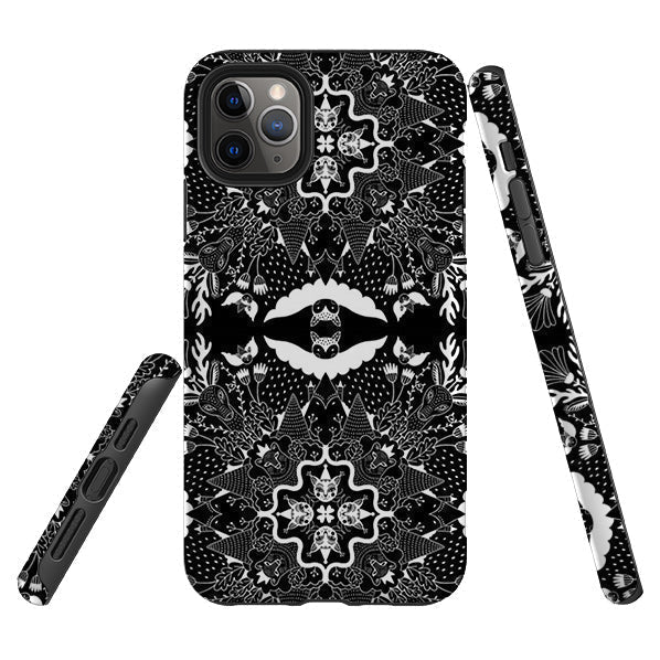iPhone phone case-Black Magic By Mia Underwood-Product Details Raised bevel to protect screen from scratches. Impact resistant polycarbonate shell and shock absorbing inner TPU liner. Secure fit with design wrapping around side of the case and full access to ports. Compatible with Qi-standard wireless charging. Thickness 1/8 inch (3mm), weight 30g. Compatibility See drop down menu for options, please select the right case as we print to order.-Stringberry