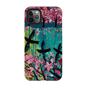 iPhone phone case-Blackbirds By Claire West-Product Details Raised bevel to protect screen from scratches. Impact resistant polycarbonate shell and shock absorbing inner TPU liner. Secure fit with design wrapping around side of the case and full access to ports. Compatible with Qi-standard wireless charging. Thickness 1/8 inch (3mm), weight 30g. Compatibility See drop down menu for options, please select the right case as we print to order.-Stringberry