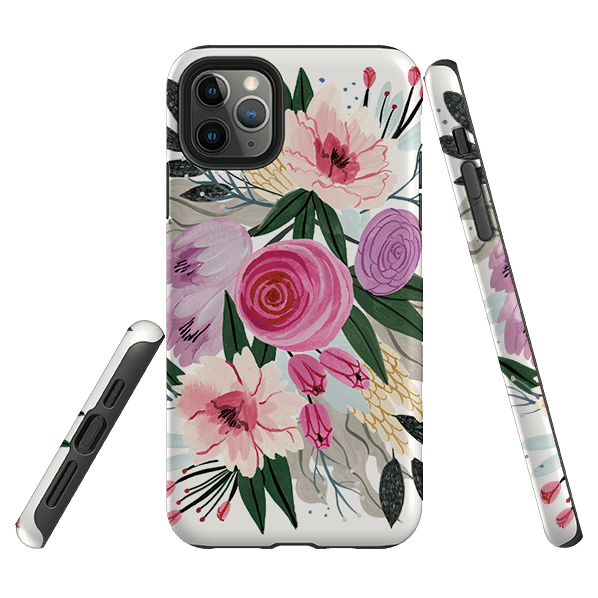 iPhone phone case-Bloom By Meghann Rader-Product Details Raised bevel to protect screen from scratches. Impact resistant polycarbonate shell and shock absorbing inner TPU liner. Secure fit with design wrapping around side of the case and full access to ports. Compatible with Qi-standard wireless charging. Thickness 1/8 inch (3mm), weight 30g. Compatibility See drop down menu for options, please select the right case as we print to order.-Stringberry