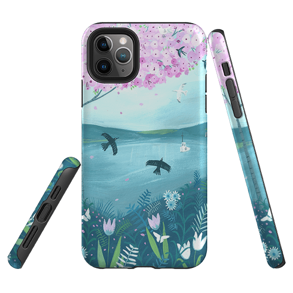 iPhone phone case-Blossom Tree By Mary Stubberfield-Product Details Raised bevel to protect screen from scratches. Impact resistant polycarbonate shell and shock absorbing inner TPU liner. Secure fit with design wrapping around side of the case and full access to ports. Compatible with Qi-standard wireless charging. Thickness 1/8 inch (3mm), weight 30g. Compatibility See drop down menu for options, please select the right case as we print to order.-Stringberry