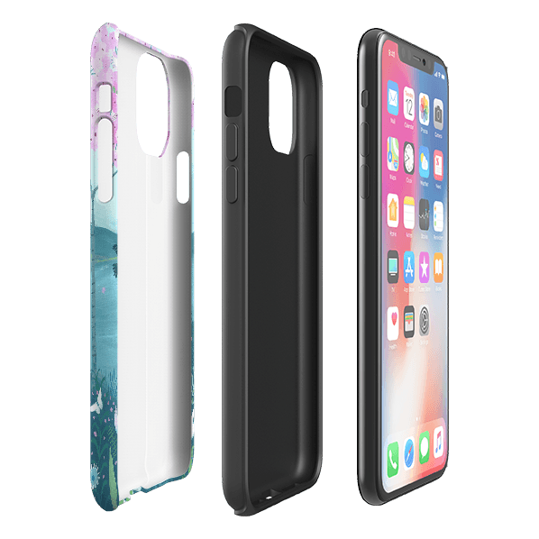 iPhone phone case-Blossom Tree By Mary Stubberfield-Product Details Raised bevel to protect screen from scratches. Impact resistant polycarbonate shell and shock absorbing inner TPU liner. Secure fit with design wrapping around side of the case and full access to ports. Compatible with Qi-standard wireless charging. Thickness 1/8 inch (3mm), weight 30g. Compatibility See drop down menu for options, please select the right case as we print to order.-Stringberry