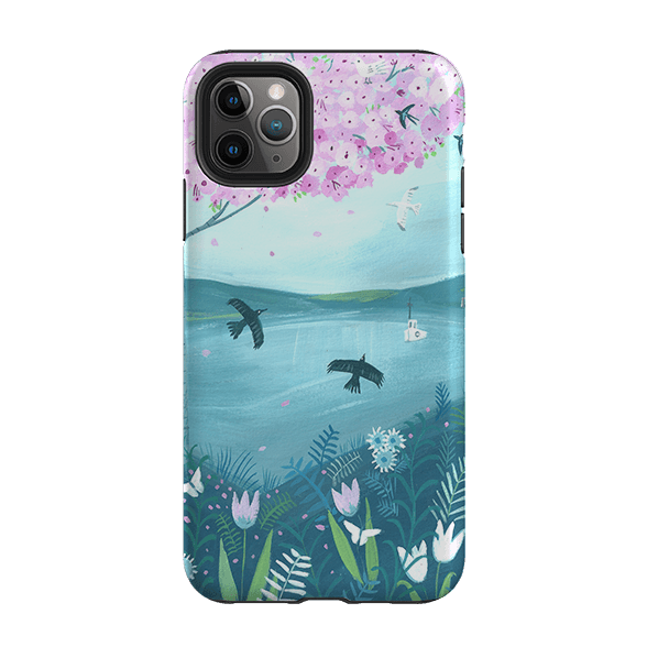 iPhone phone case-Blossom Tree By Mary Stubberfield-Product Details Raised bevel to protect screen from scratches. Impact resistant polycarbonate shell and shock absorbing inner TPU liner. Secure fit with design wrapping around side of the case and full access to ports. Compatible with Qi-standard wireless charging. Thickness 1/8 inch (3mm), weight 30g. Compatibility See drop down menu for options, please select the right case as we print to order.-Stringberry